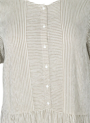 Jurk met korte mouwen, strepen en knopen, White Stripe, Packshot image number 2