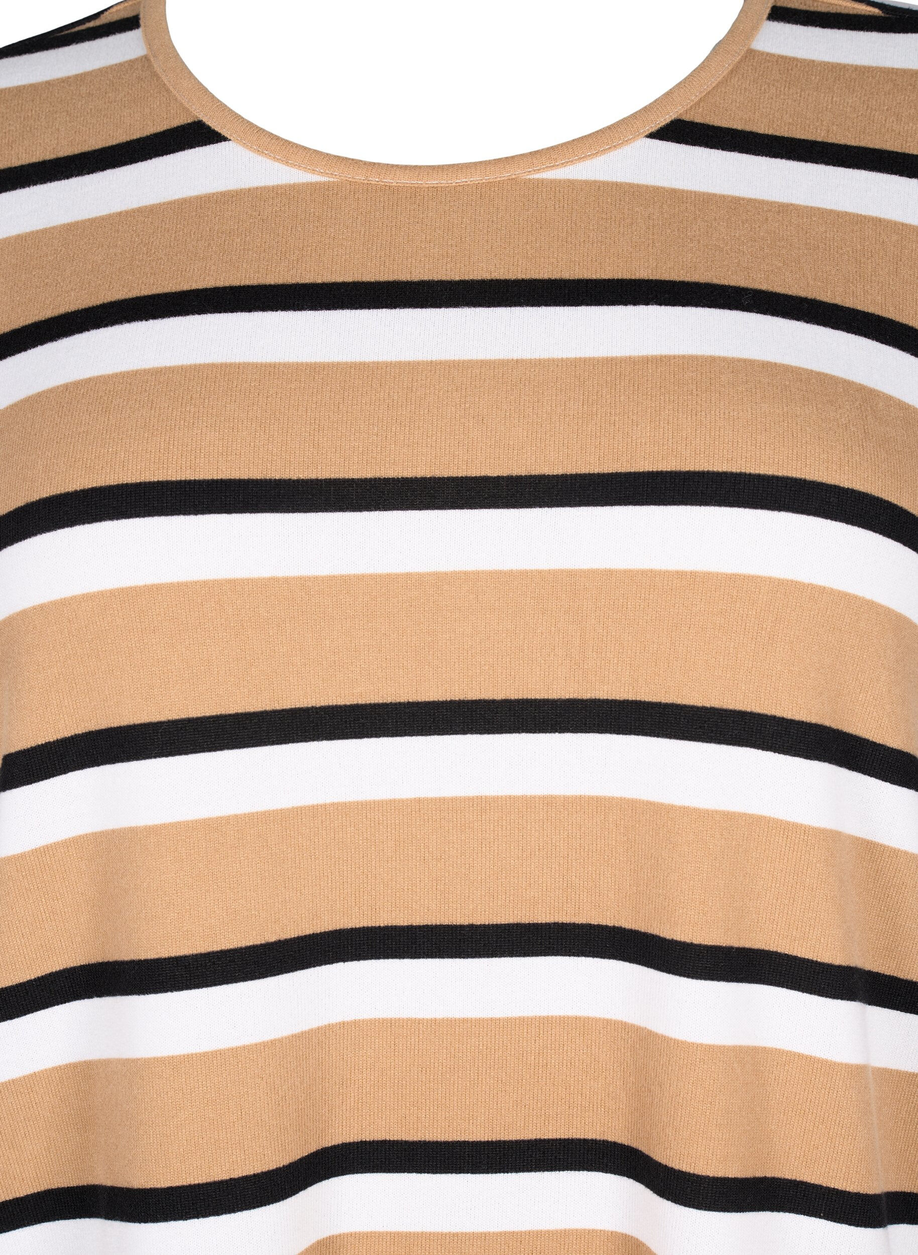ZizziGestreepte blouse met lange mouwen, Zwart, Packshot image number 2