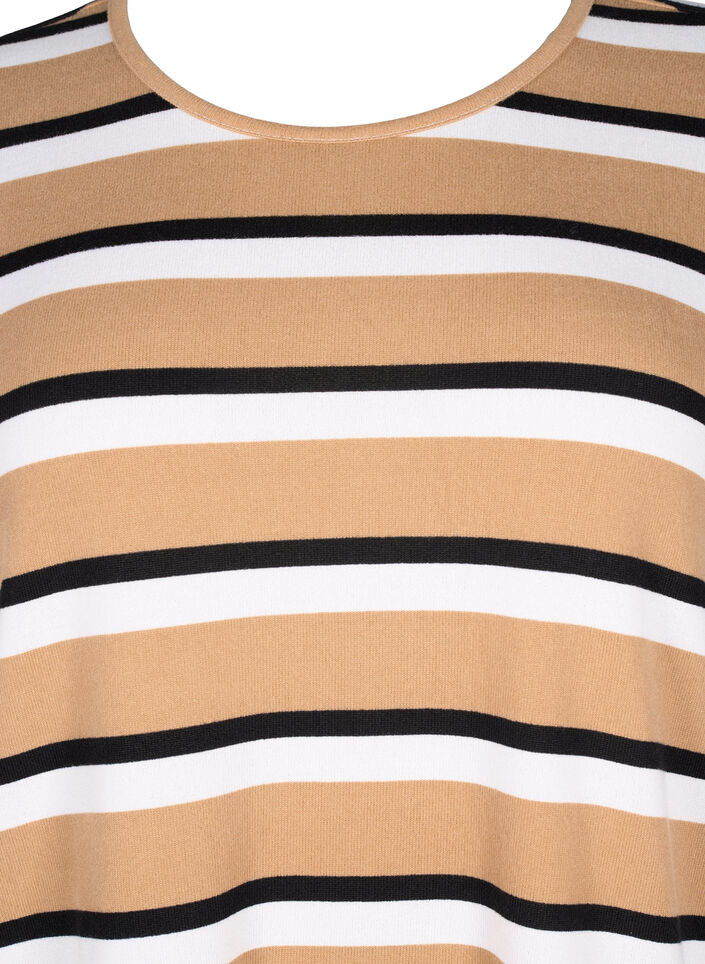 Gestreepte blouse met lange mouwen, Zwart, Packshot image number 2