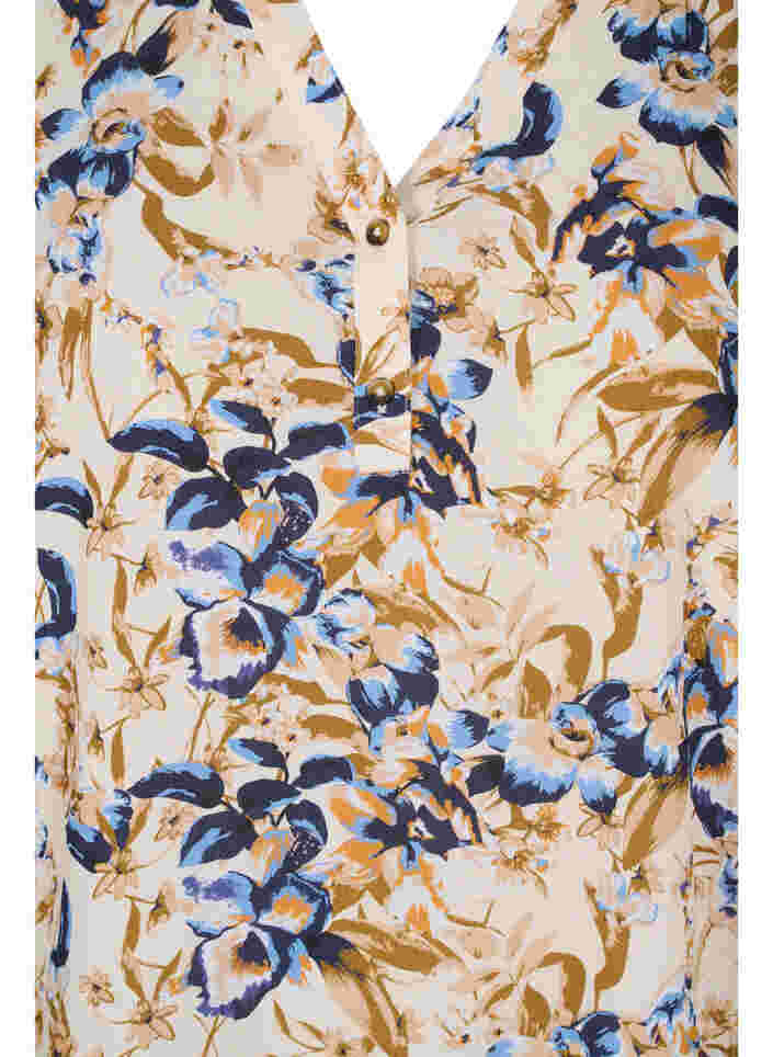 100% viscose blouse met bloemenprint, Ecru Flower, Packshot image number 2