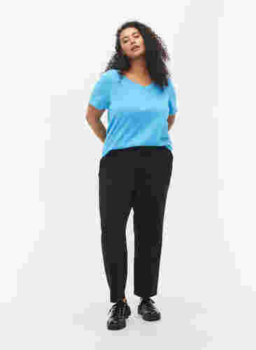 Set van 2 basic t-shirts in katoen, Bonnie Blue/Black, Model image number 2