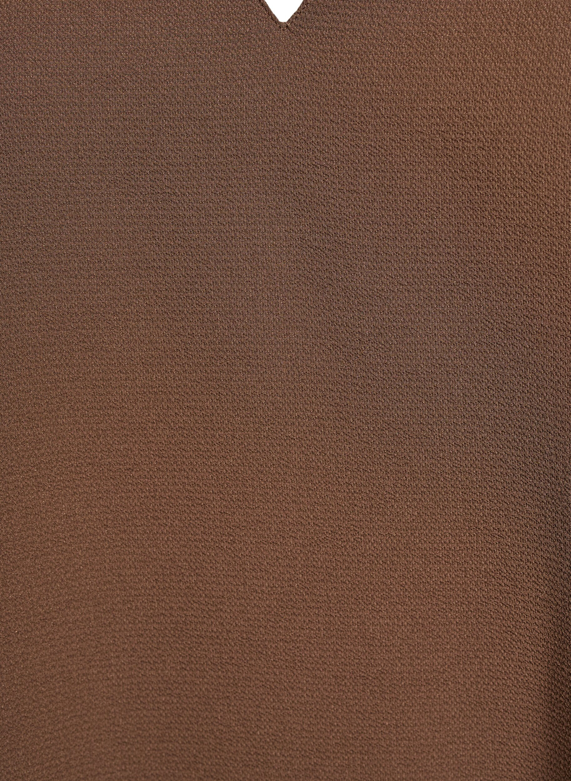 Zizzi Blouse met korte mouwen en V-hals, Bruin, Packshot image number 2