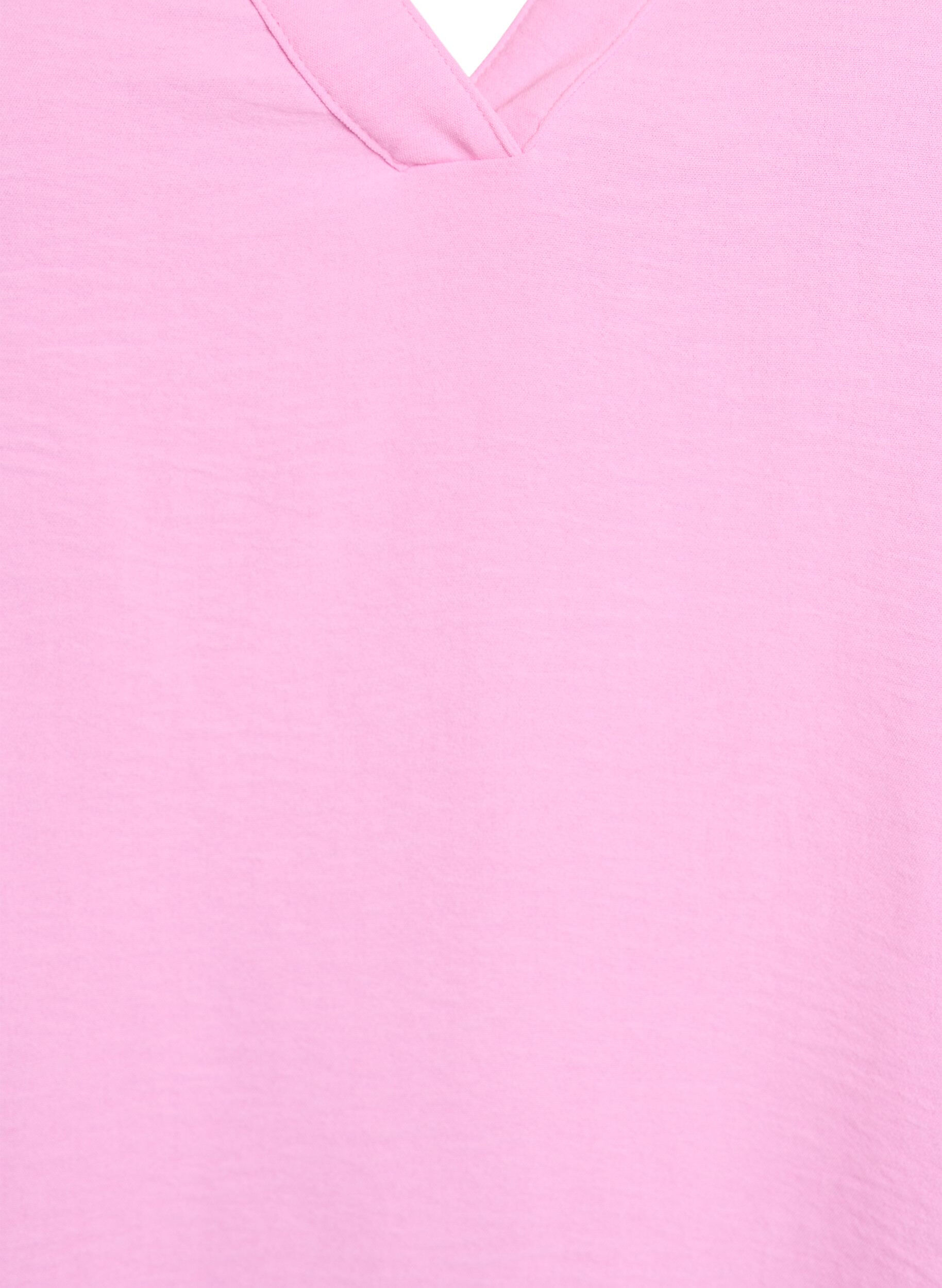Zizzi Mouwloze top met kreukeffecten, Roze, Packshot image number 2