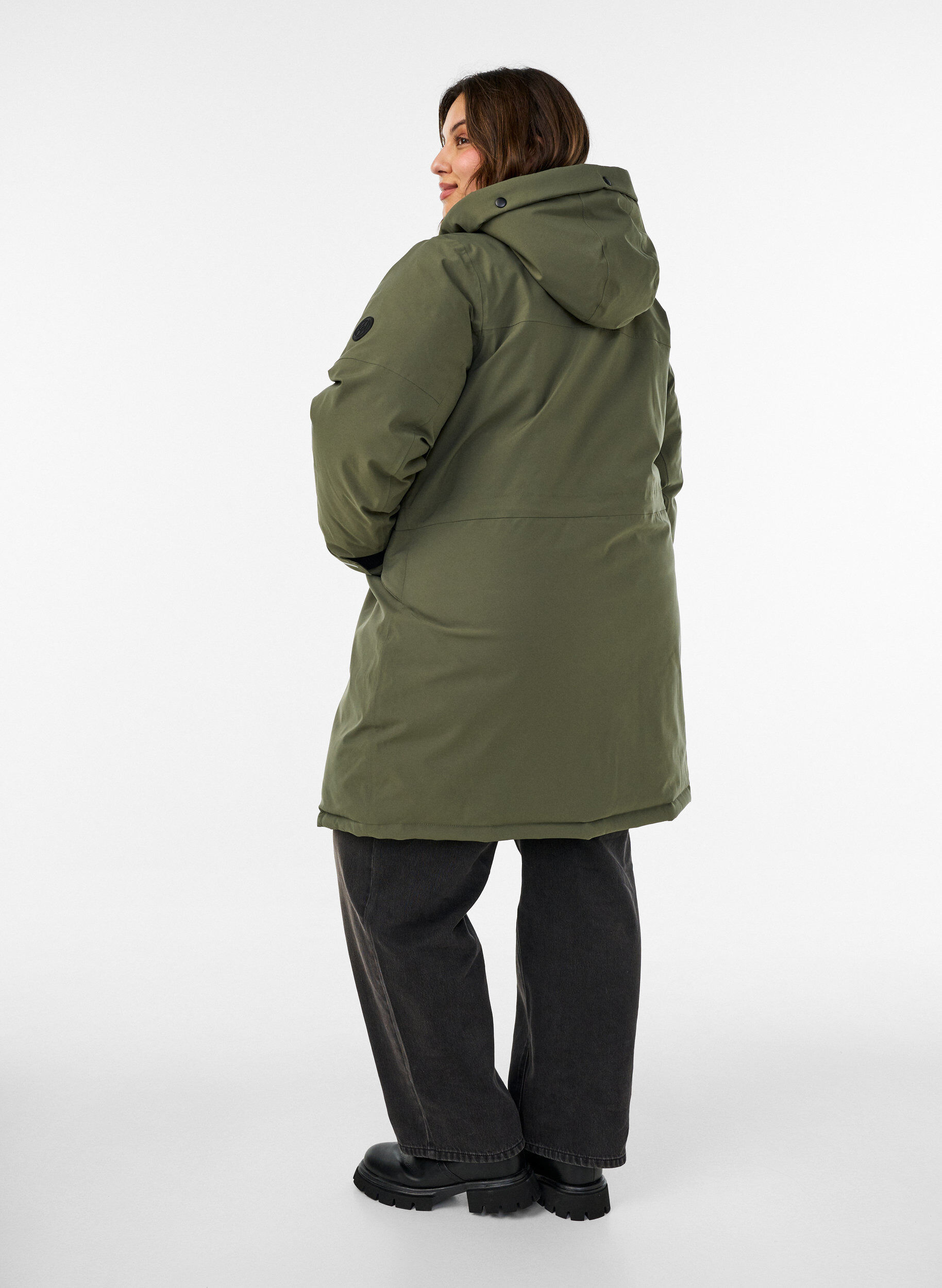 ZizziWaterafstotende parka met capuchon en functionele details, Groen, Model image number 2