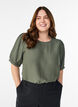 Viscose blouse met 1/2 mouwen, Groen, Model image number 0
