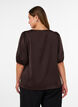 Satijnen blouse met strikjes en ellebooglange mouwen, Bruin, Model image number 2