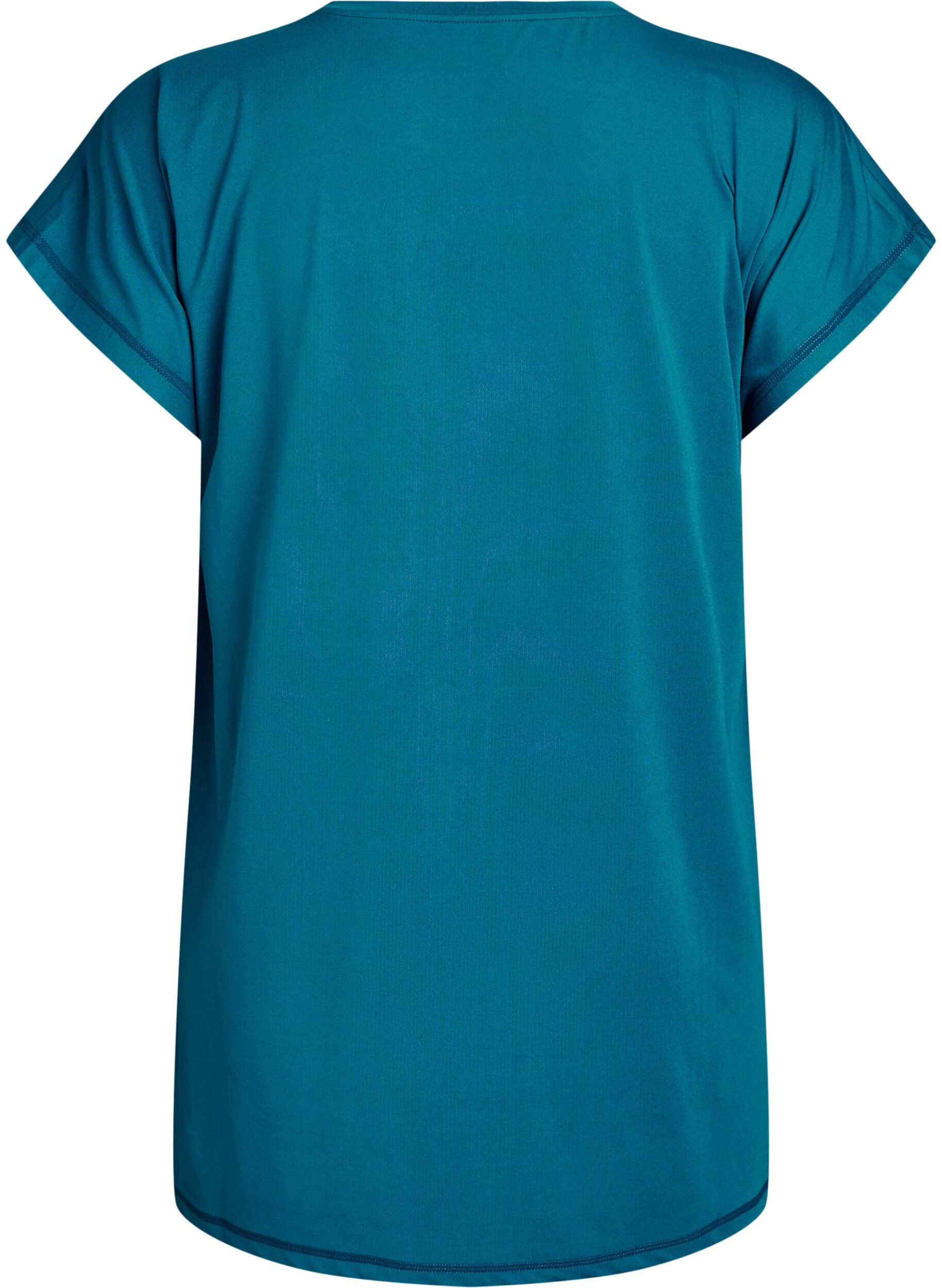 Zizzi Lang workout T-shirt, Blauw, Packshot image number 1