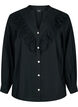 Viscose overhemdblouse met ruches, Black, Packshot image number 0
