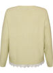 Gebreide blouse met kanten rand aan de zoom, Groen, Packshot image number 1