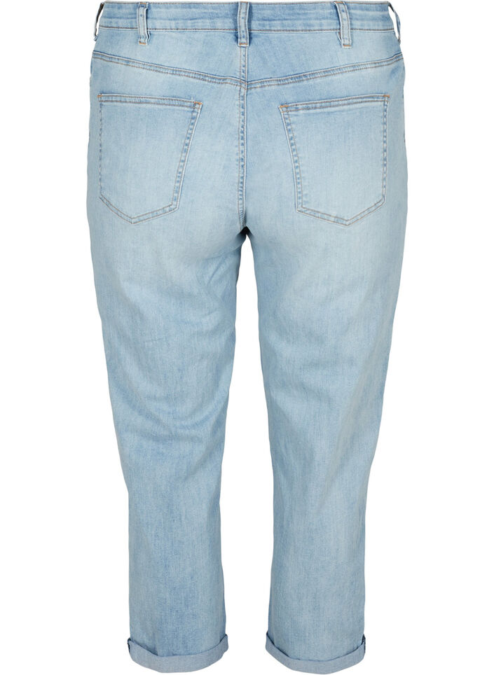 7/8 jeans met oprolbare pijpen en hoge taille, Blauw, Packshot image number 1