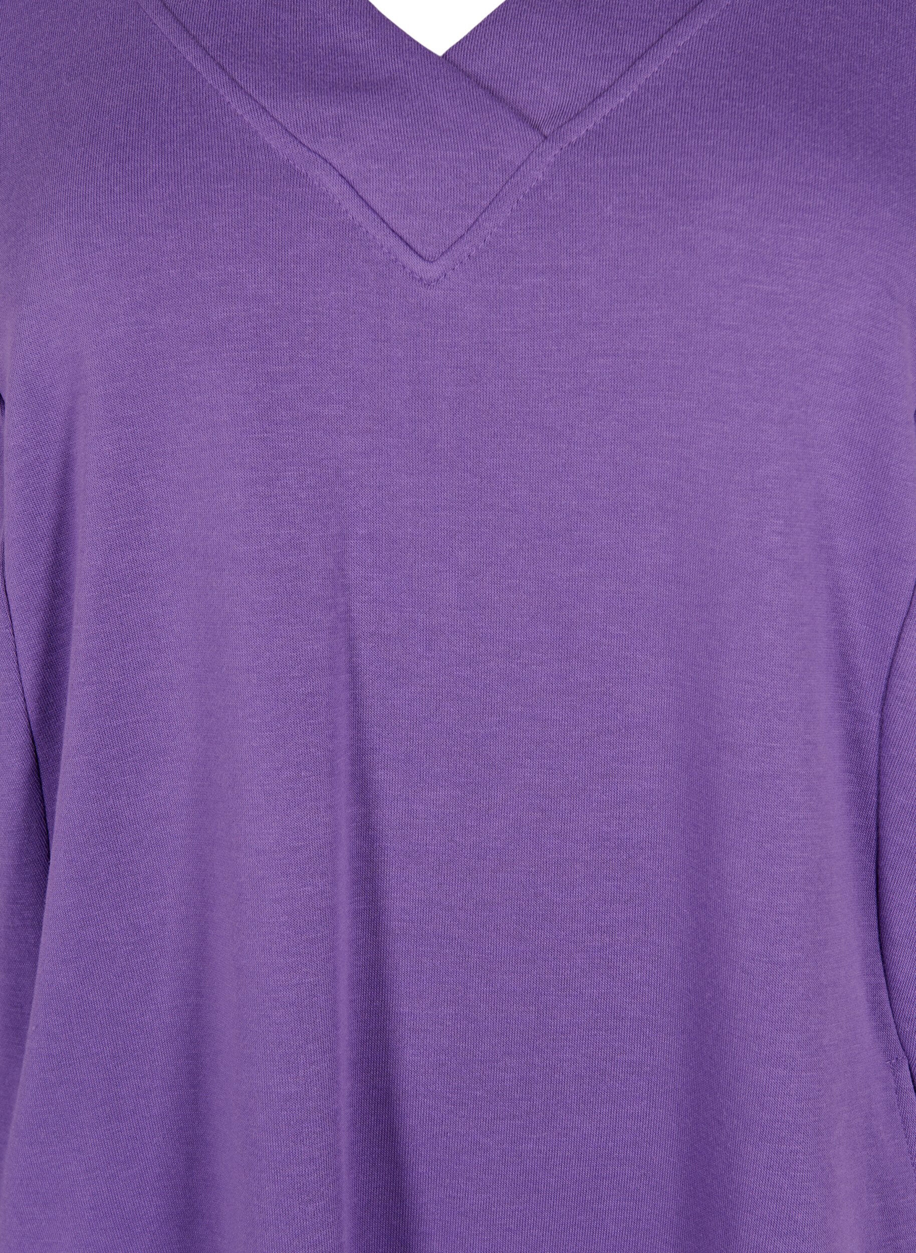 Zizzi Sweatshirt jurk met v-halslijn, Deep Lavender, Packshot image number 2