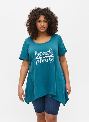 Katoenen t-shirt met korte mouwen en a-lijn, Dragonfly BEACH, Model image number 0