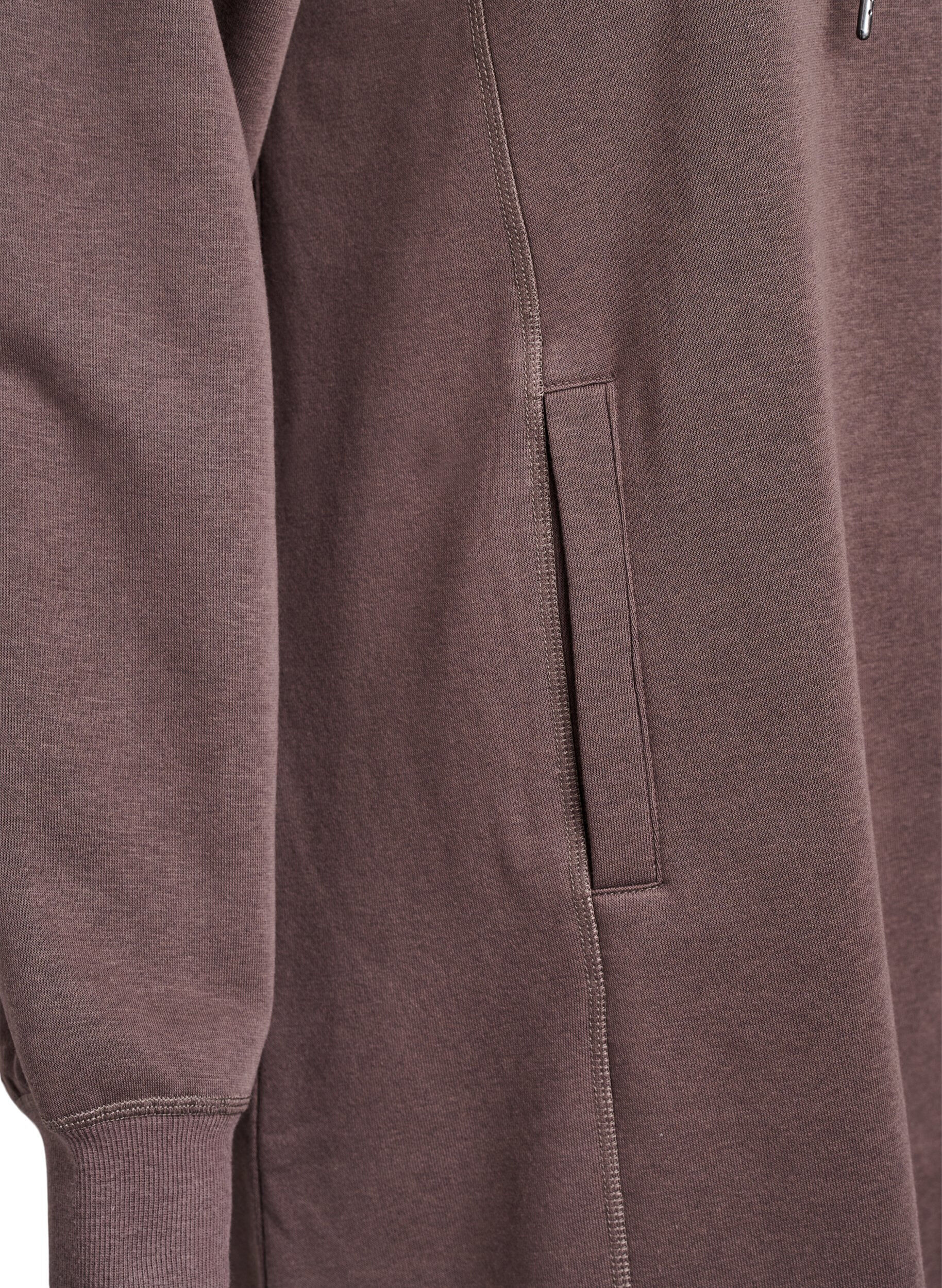 ZizziKort sweatshirt jurk met hoge kraag en zakken, Bruin, Packshot image number 3