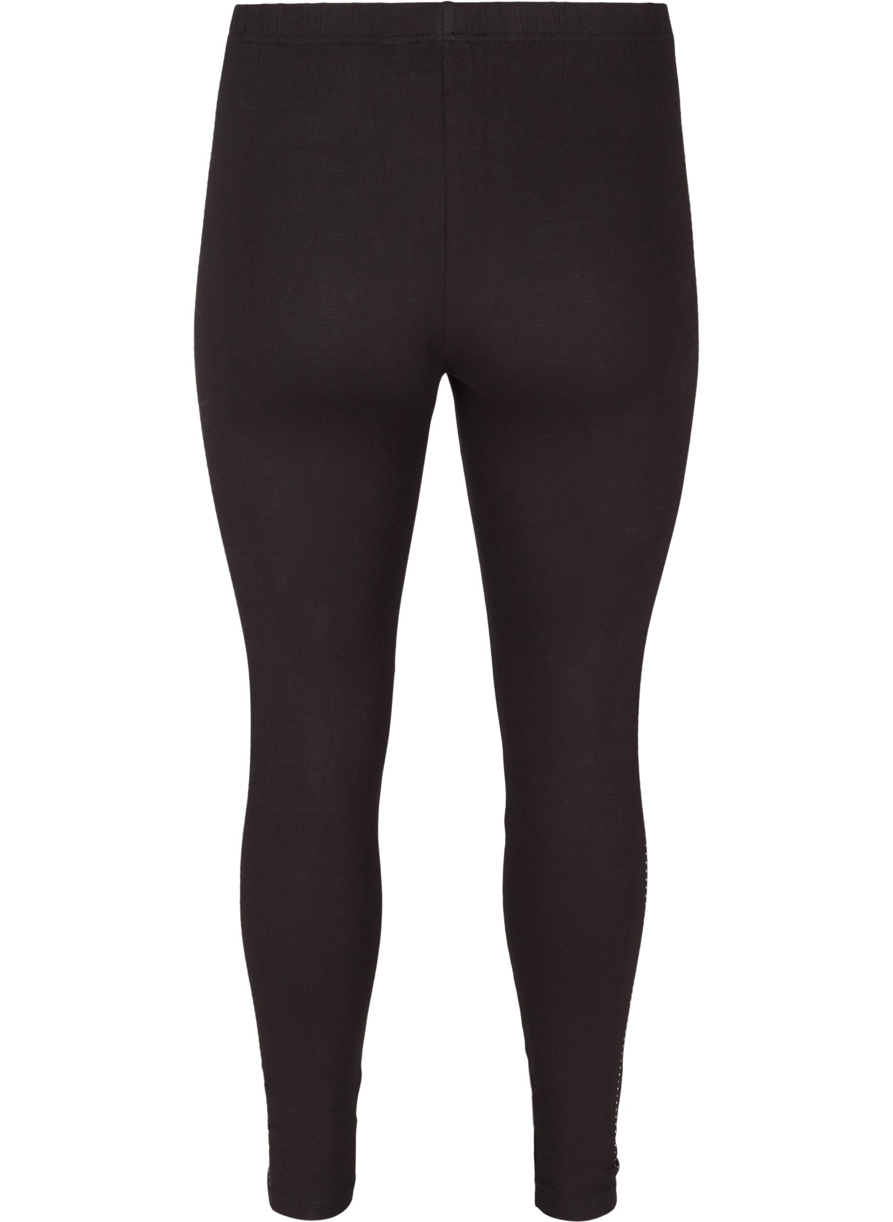 Zizzi Viscose legging met steentjes in de zijkant, Black, Packshot image number 1