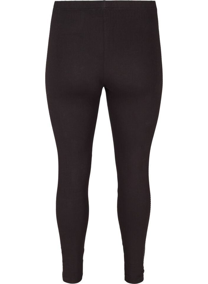 Viscose legging met steentjes in de zijkant, Black, Packshot image number 1