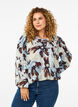 Blouse met lange mouwen, print en knoop, Grey Flower AOP, Model image number 0