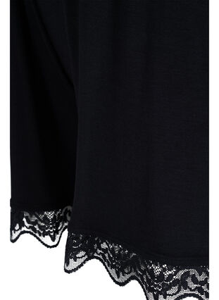 Viscose pyjama short met kanten details, Black, Packshot image number 3