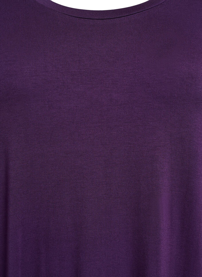 Viscose nachtjapon met kanten details, Paars, Packshot image number 2