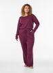 Pyjamabroek van biologisch katoen met gaatjesborduurwerk, Donker Bordeaux, Model image number 0