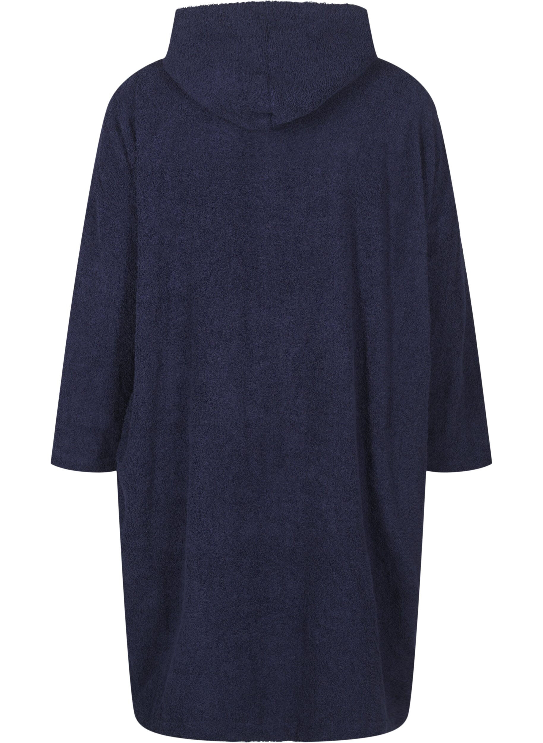 Zizzi Terry poncho met capuchon, Navy Blazer, Packshot image number 1