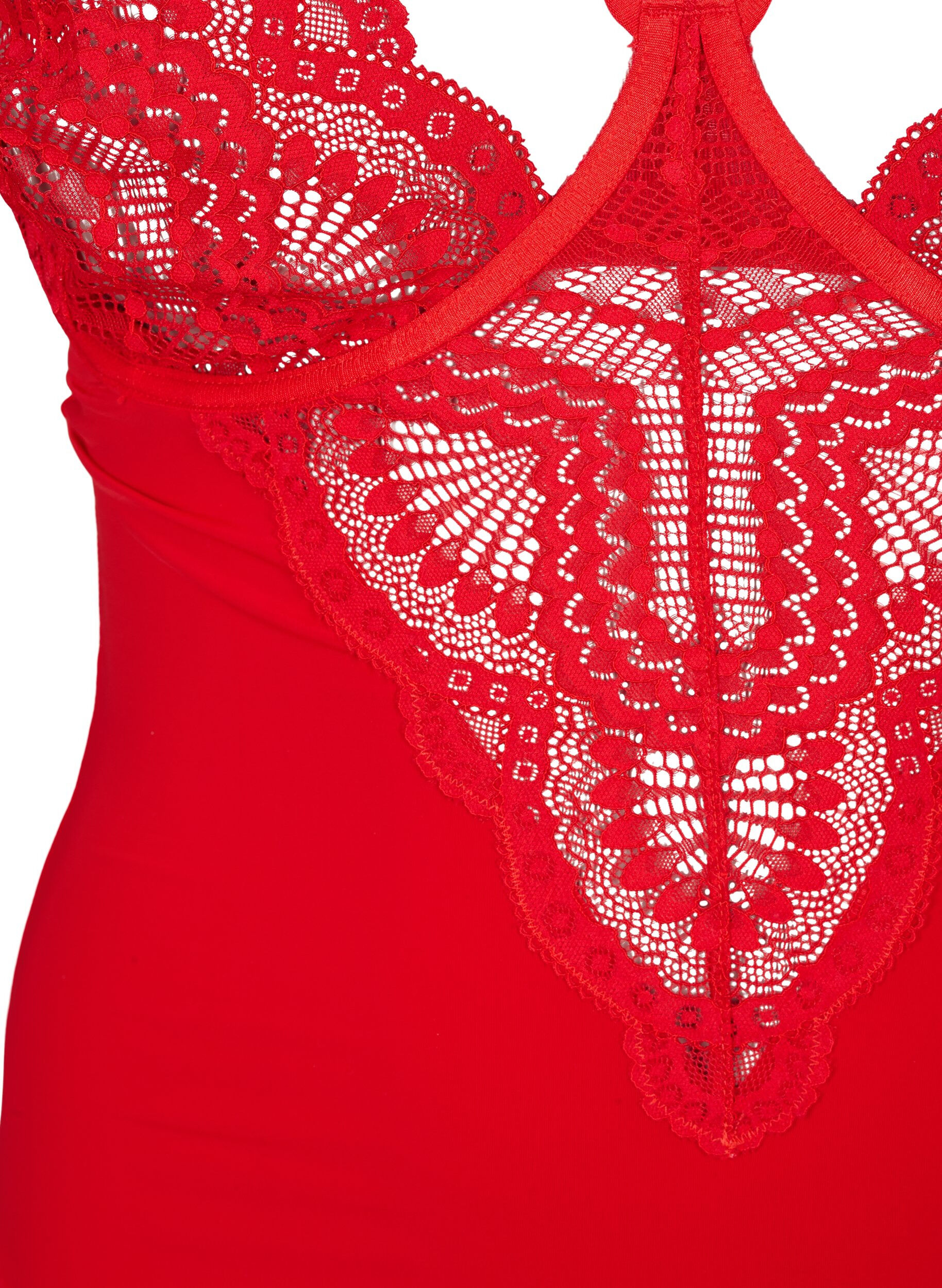 Zizzi Bodysuit met beugel en koorddetail, Salsa, Packshot image number 2
