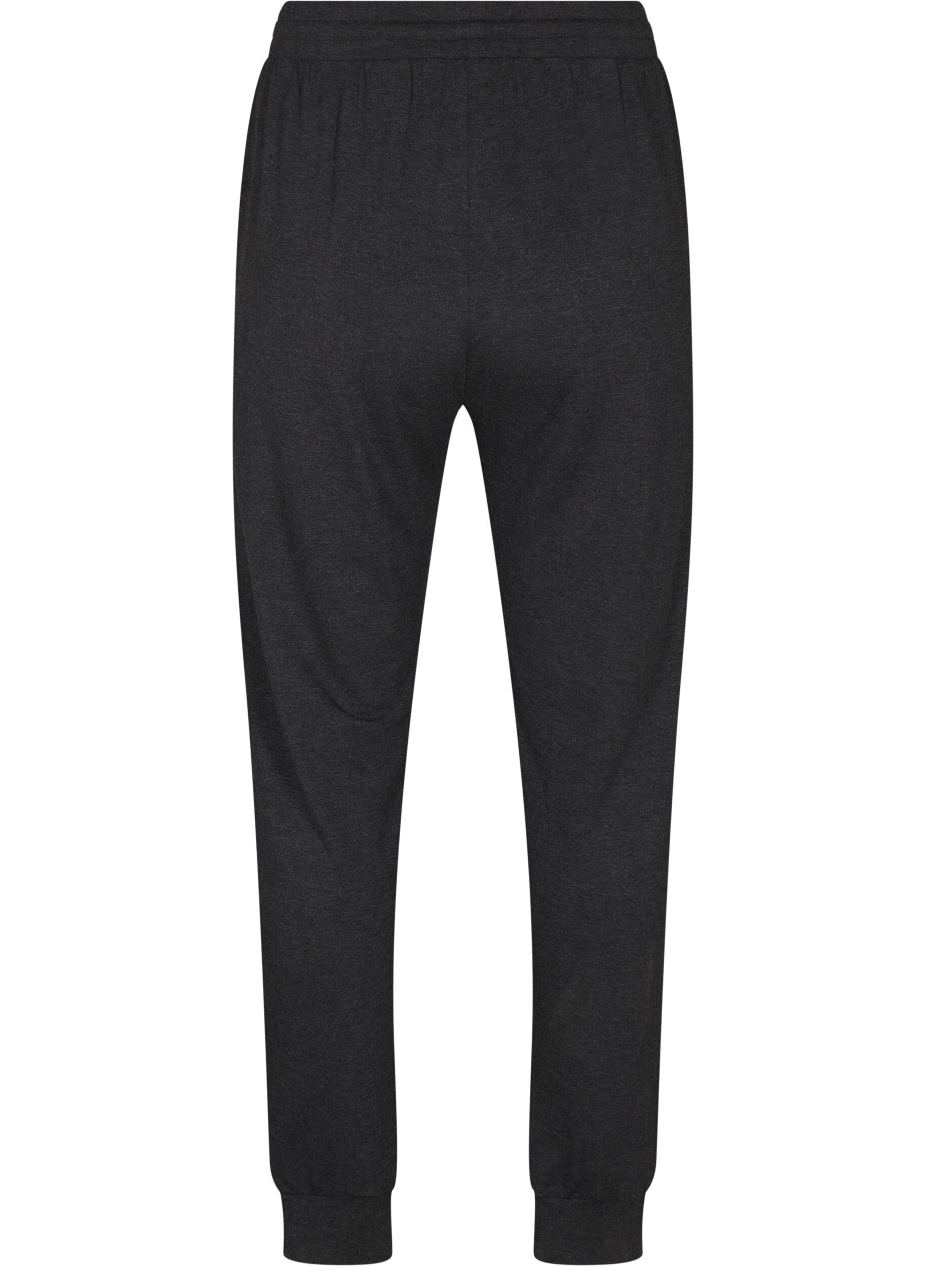 Zizzi Tricot broek met hoge taille, Dark Grey Melange, Packshot image number 1
