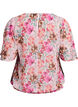 Bloemenblouse met korte mouwen en smokwerk, Roze, Packshot image number 1
