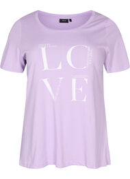 Katoenen t-shirt met korte mouwen en print, Lavendula LOVE