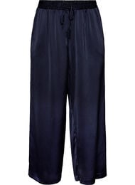 Broek in satijnlook met wijde, rechte pijpen, Blauw
