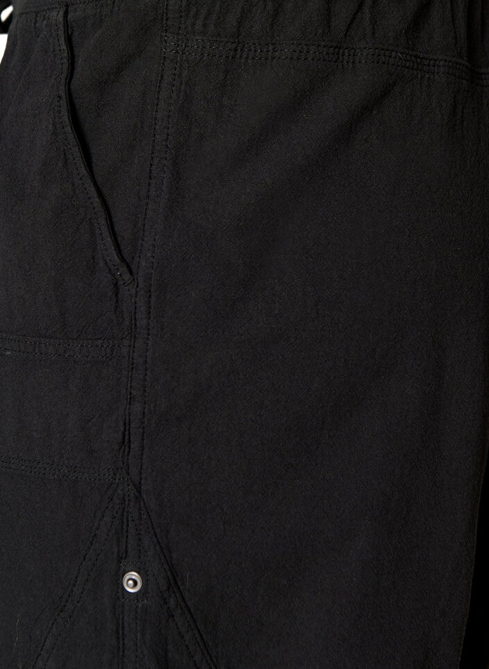 Losse katoenen short met zakken, Zwart, Packshot image number 3
