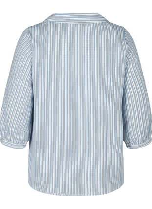 Gestreepte blouse met grote kraag, Light Blue Stripe, Packshot image number 1