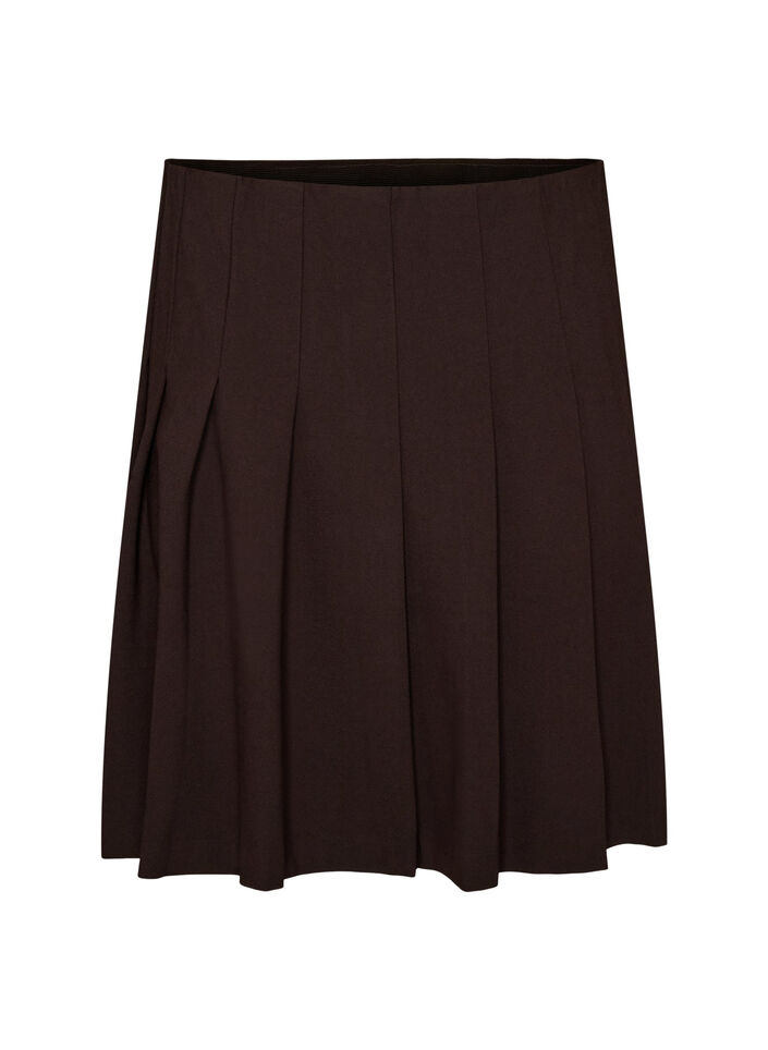 Korte geplooide rok met elastische tailleband, Bruin, Packshot image number 0