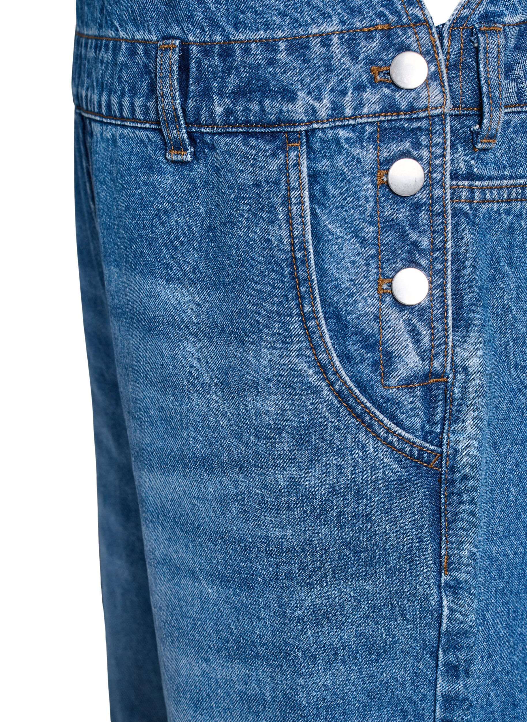 Zizzi Denim overall met wijde pijpen, Blauw, Packshot image number 4