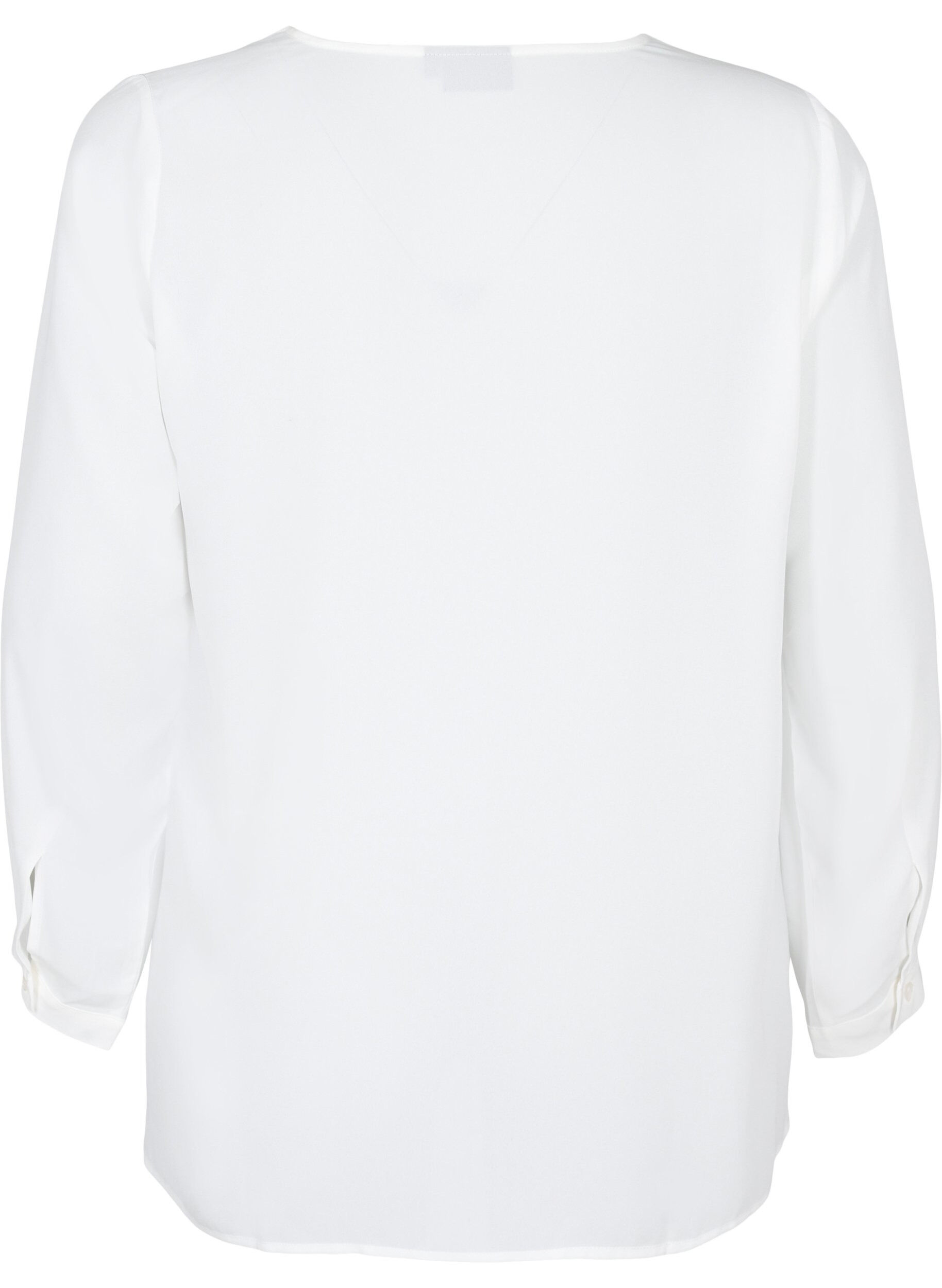 Zizzi Effen shirt met V-hals, Bright White, Packshot image number 1