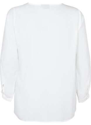 Effen shirt met V-hals, Bright White, Packshot image number 1