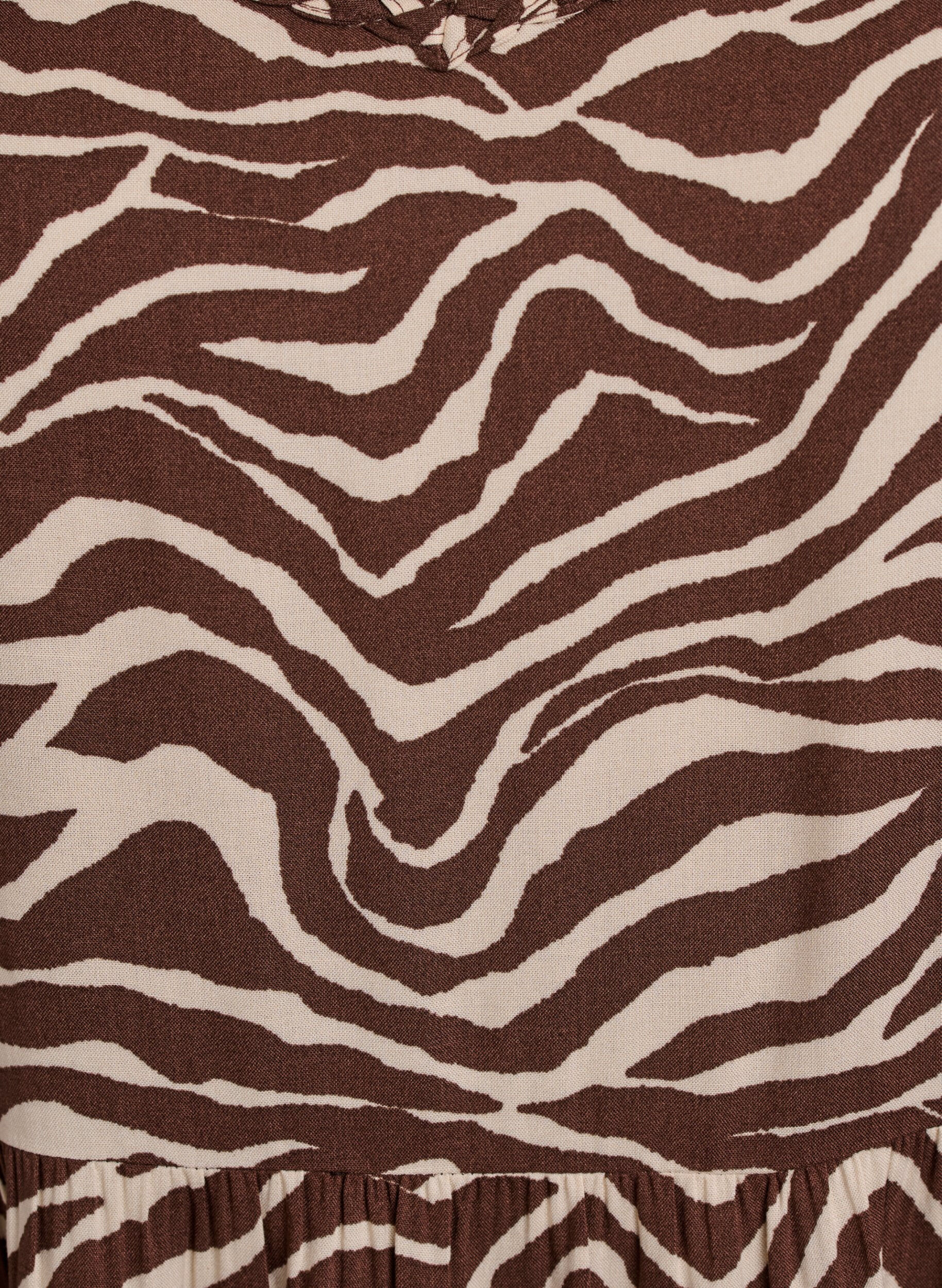 Zizzi Midi-jurk met bandjes en gesmokte rug, Bruin, Packshot image number 2