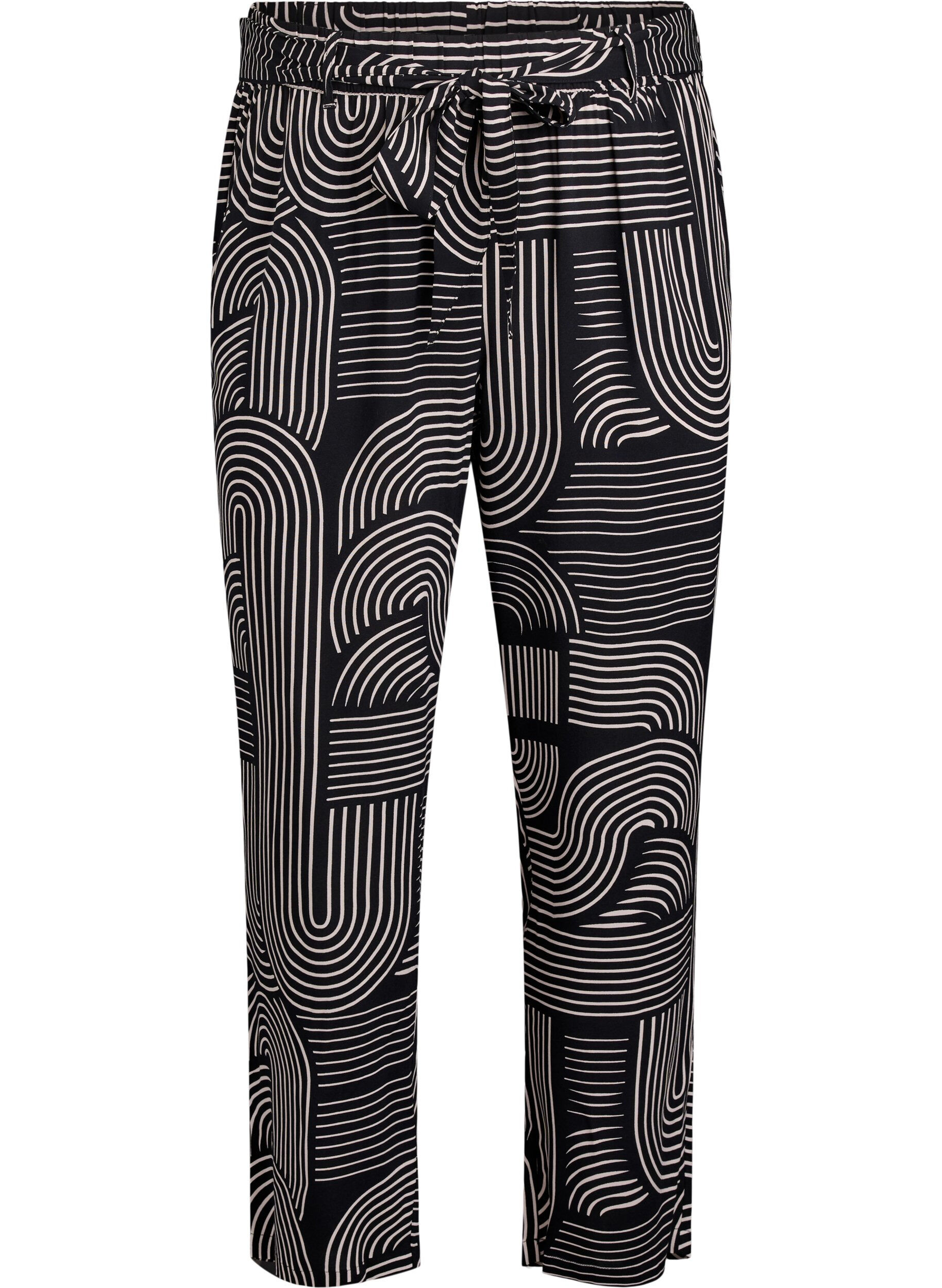 Zizzi Viscose broek met hoge taille, Zwart, Packshot image number 0