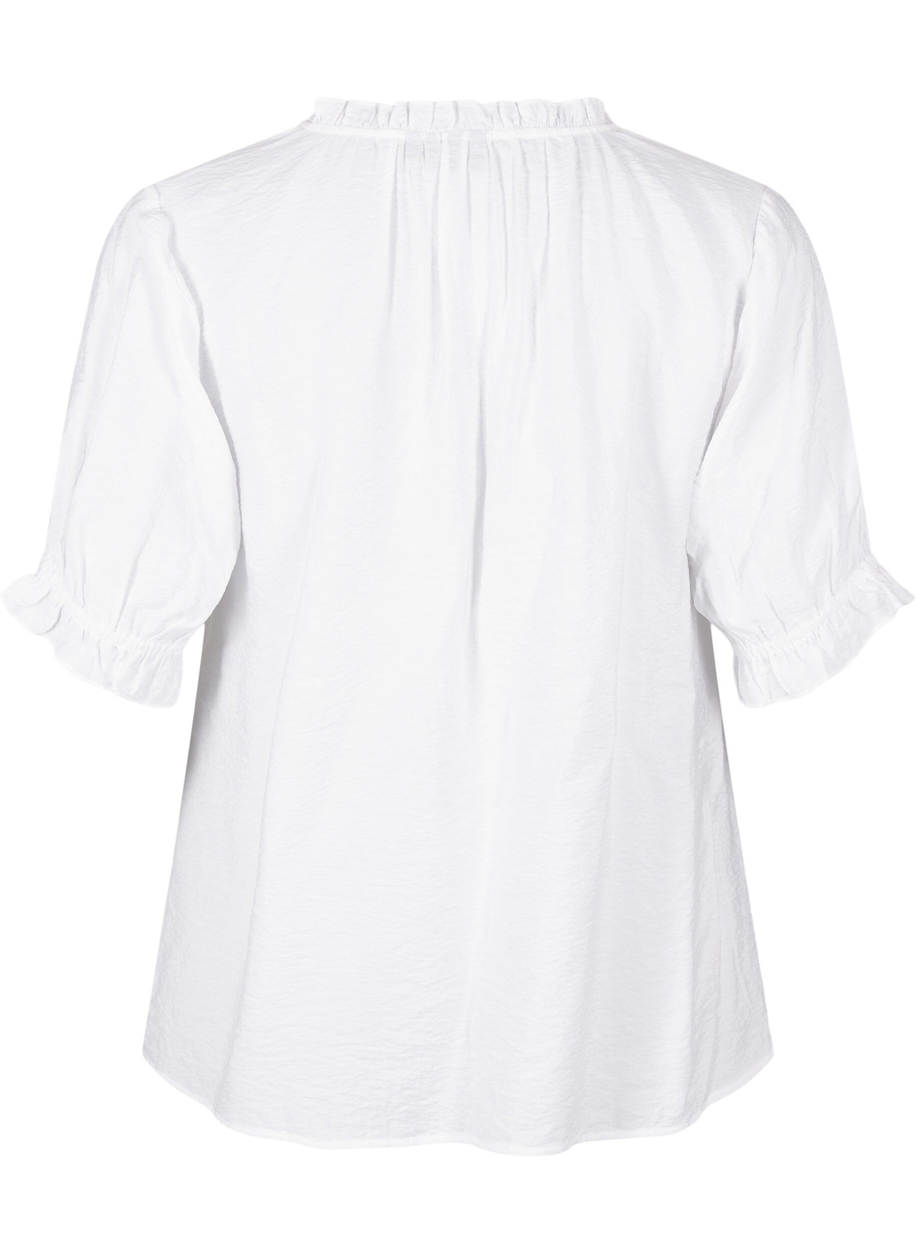Zizzi Viscose blouse met korte mouwen en ruches, Bright White, Packshot image number 1