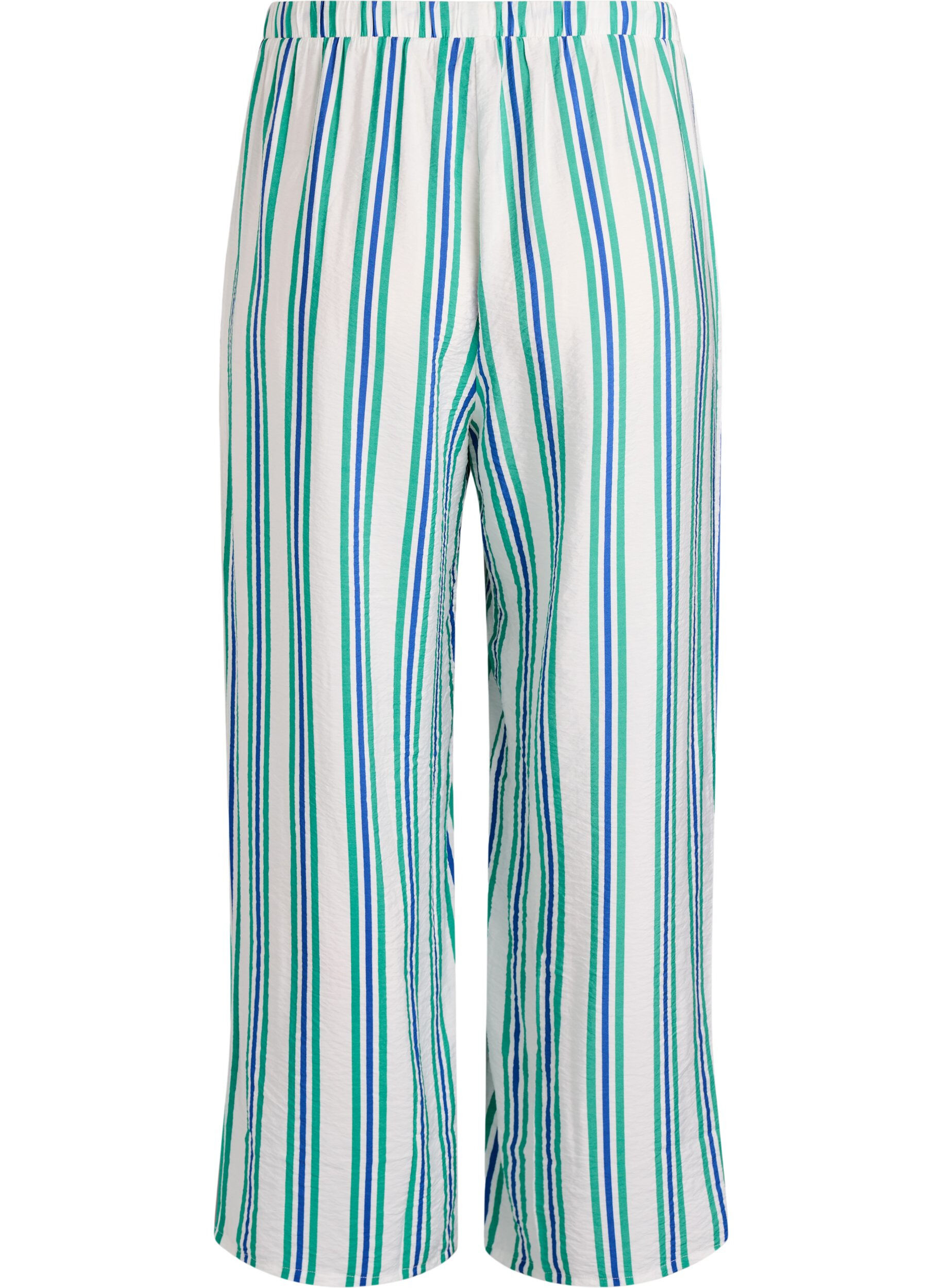 ZizziGestreepte broek met hoge taille en wijde pijpen, Vanille, Packshot image number 1