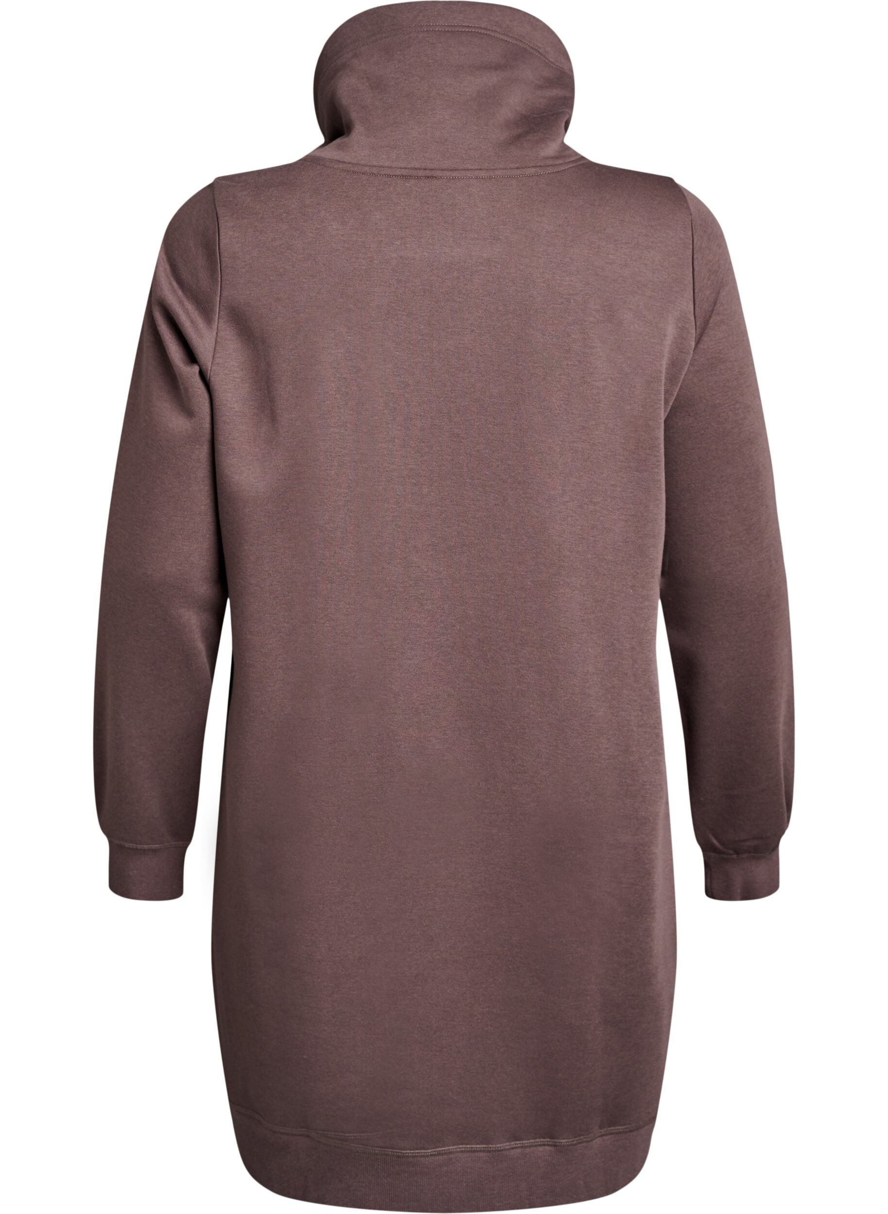 ZizziKort sweatshirt jurk met hoge kraag en zakken, Bruin, Packshot image number 1