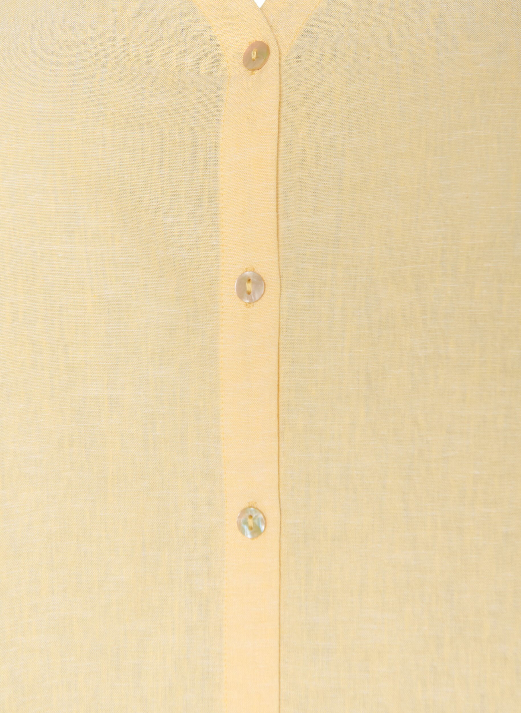ZizziBlouse in linnen en viscose met V-hals, Geel, Packshot image number 2