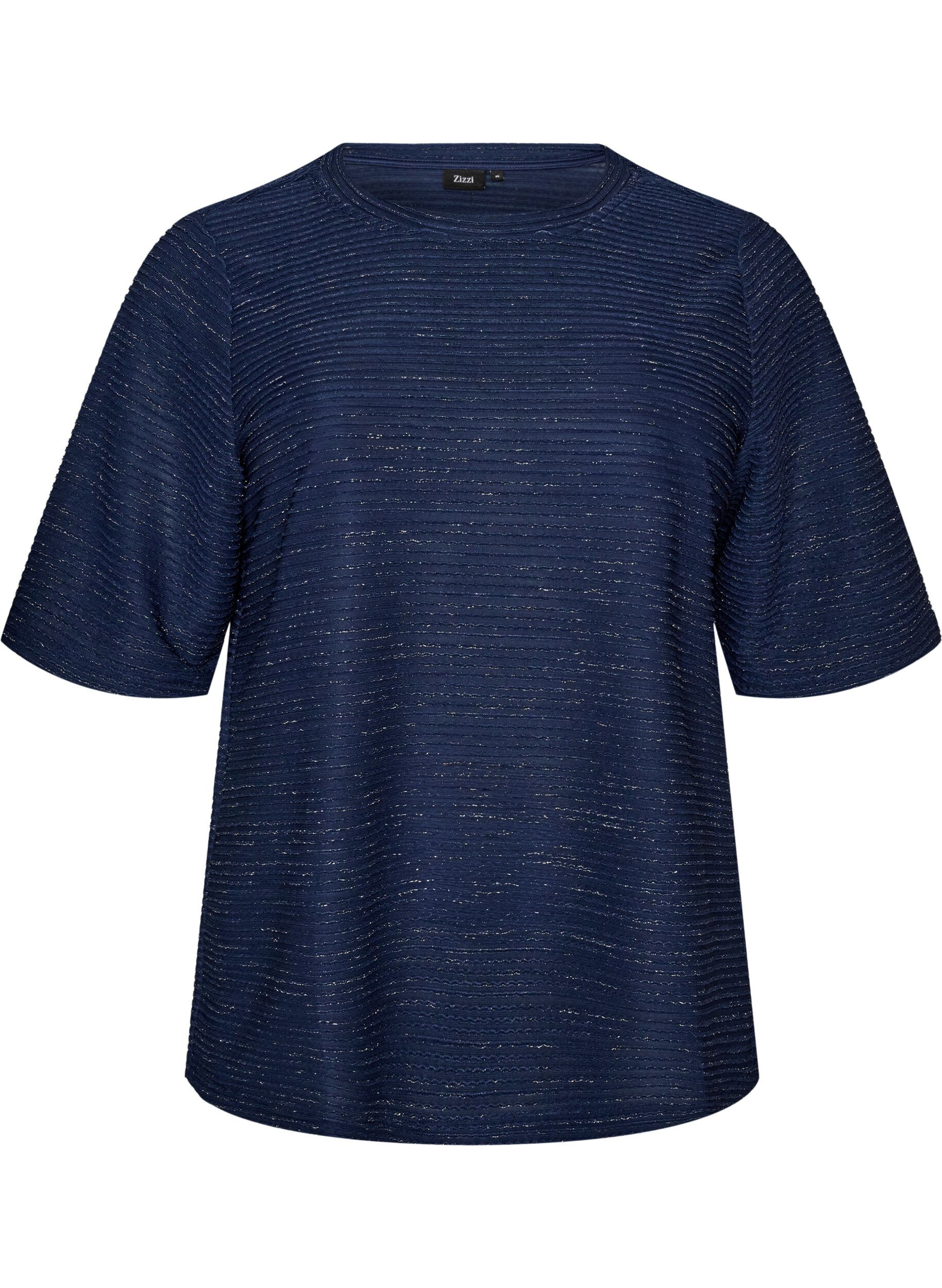 ZizziBlouse met structuur en glitter, Blauw, Packshot image number 0