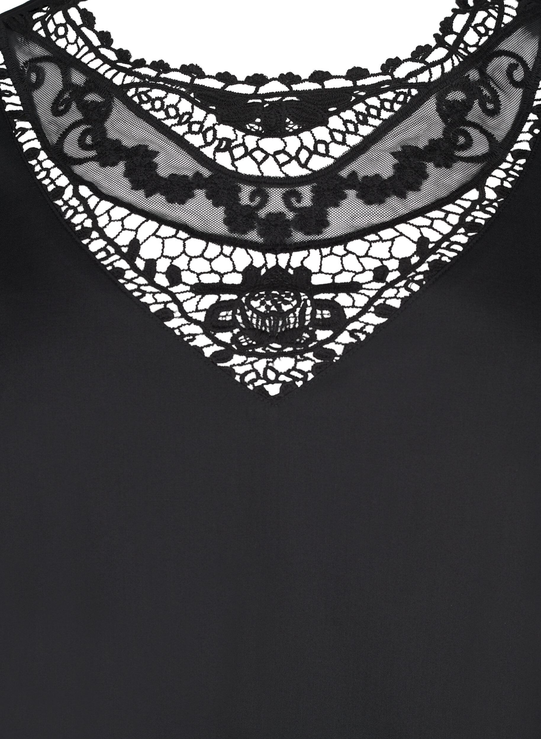 Zizzi Korte jurk met accent van kant, Black, Packshot image number 2