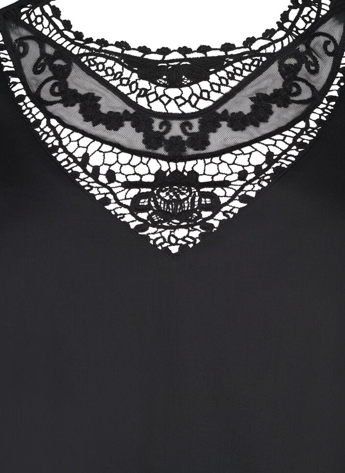 Korte jurk met accent van kant, Black, Packshot image number 2