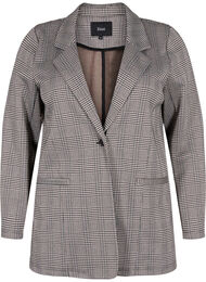 Geruite blazer met knoopsluiting, Beige Brown Check