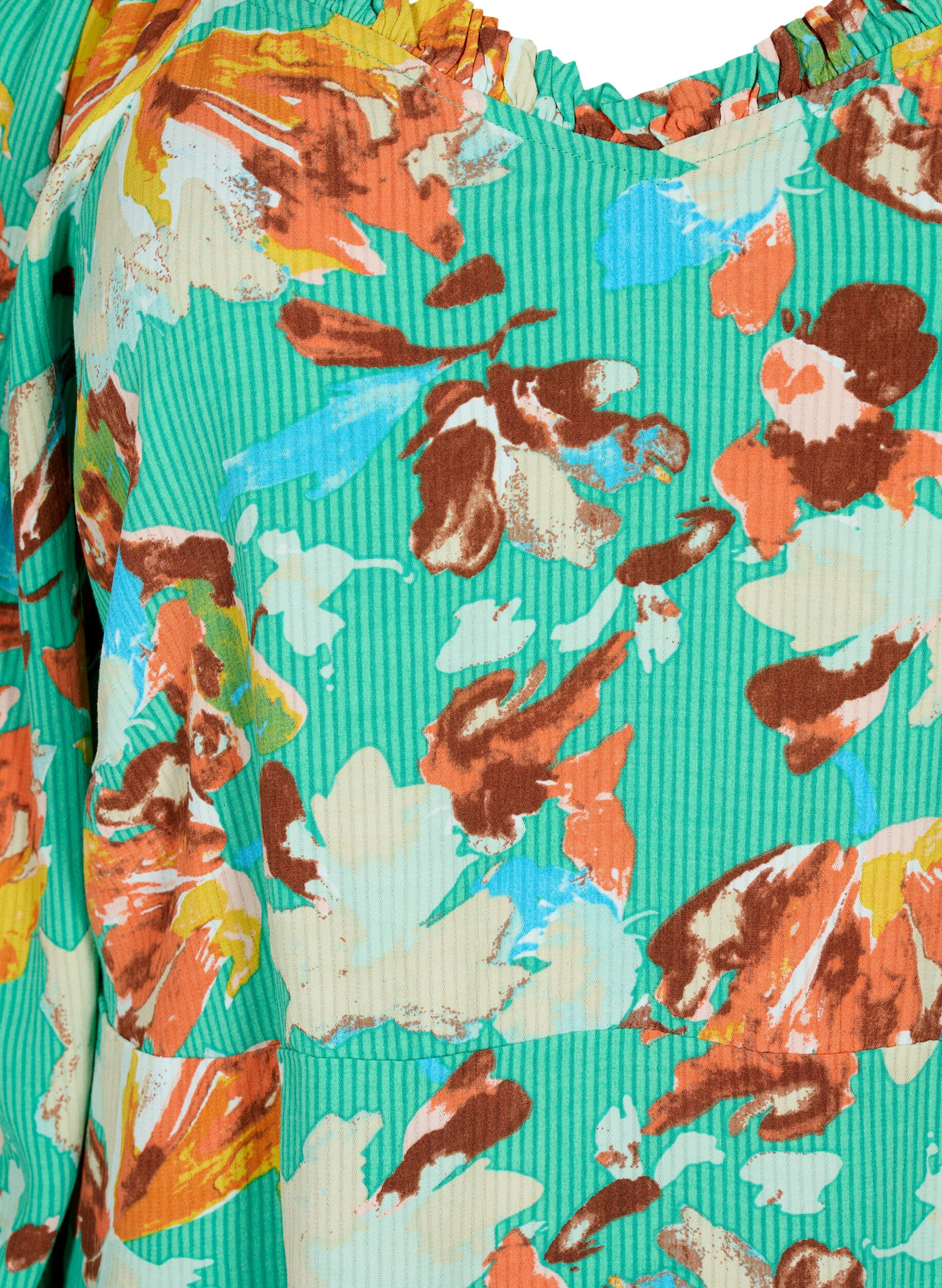 Zizzi Bedrukte viscose blouse met 3/4 mouwen, Groen, Packshot image number 2