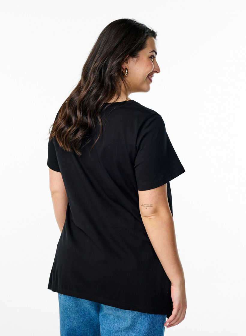 T-shirt met ronde hals en A-lijn vorm, Zwart, Model image number 2
