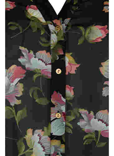 Blouse met v-hals en print, Black/Beige Flower, Packshot image number 2