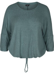 Gemêleerde blouse met verstelbare onderkant, Balsam Green Mel 