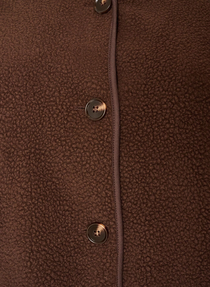 Teddyjack met een ronde hals en knopen, Bruin, Packshot image number 2